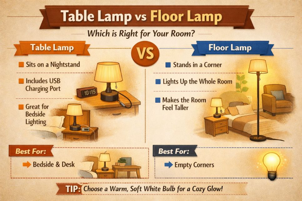Floor Lamp vs Table Lamp: Details Comparison